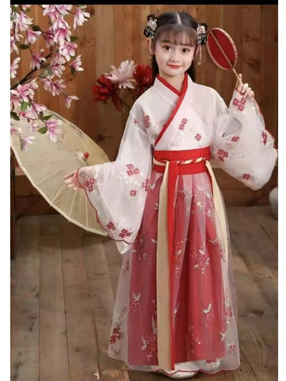 Девичье платье ханьфу: Супер Сказочная Принцесса Длинный Рукав Китайский Стиль на Осень/Зиму