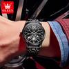 OLEVS Модные мужские часы Спортивный циферблат в виде колесного диска автомобиля Вращающийся на 360° Кварцевые часы Водонепроницаемые Наручные часы из нержавеющей стали