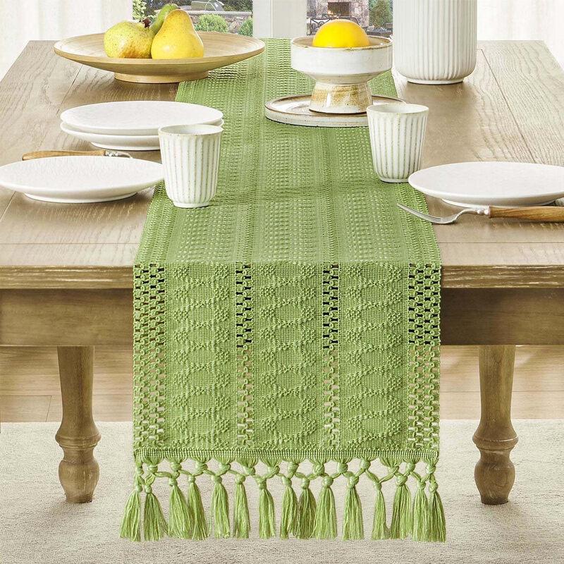 Knotted Tassel Cotton Linen Table Runner