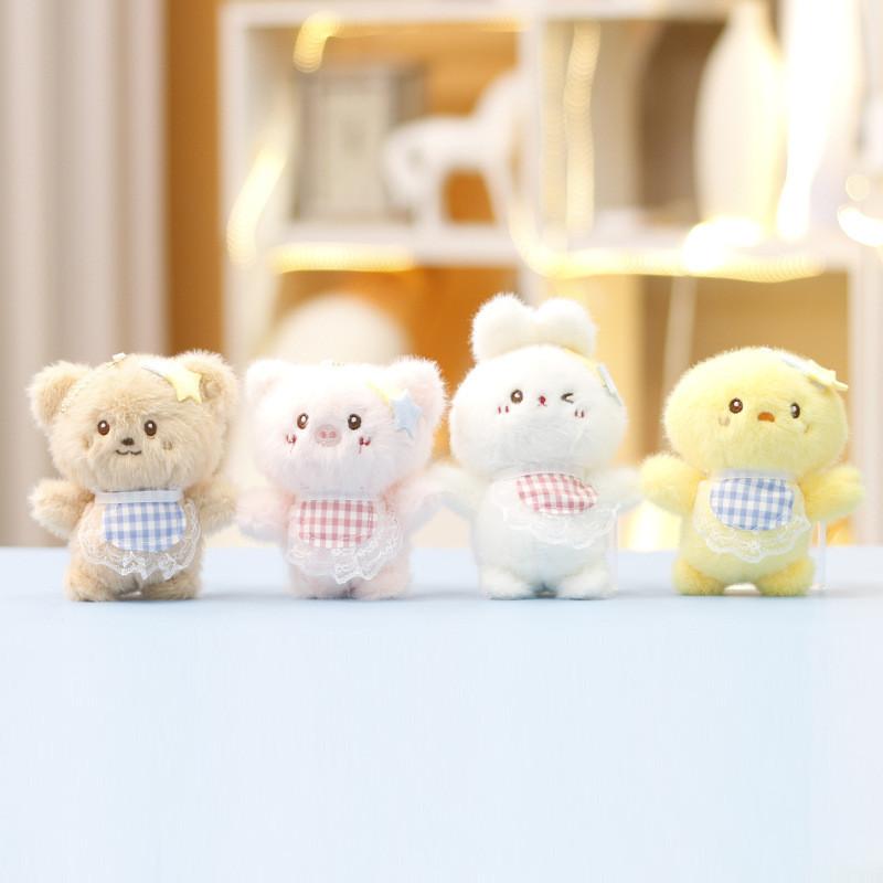 Rabbit Star Bear Plush Toys Keychain Super Soft Short Pile Children Pendant