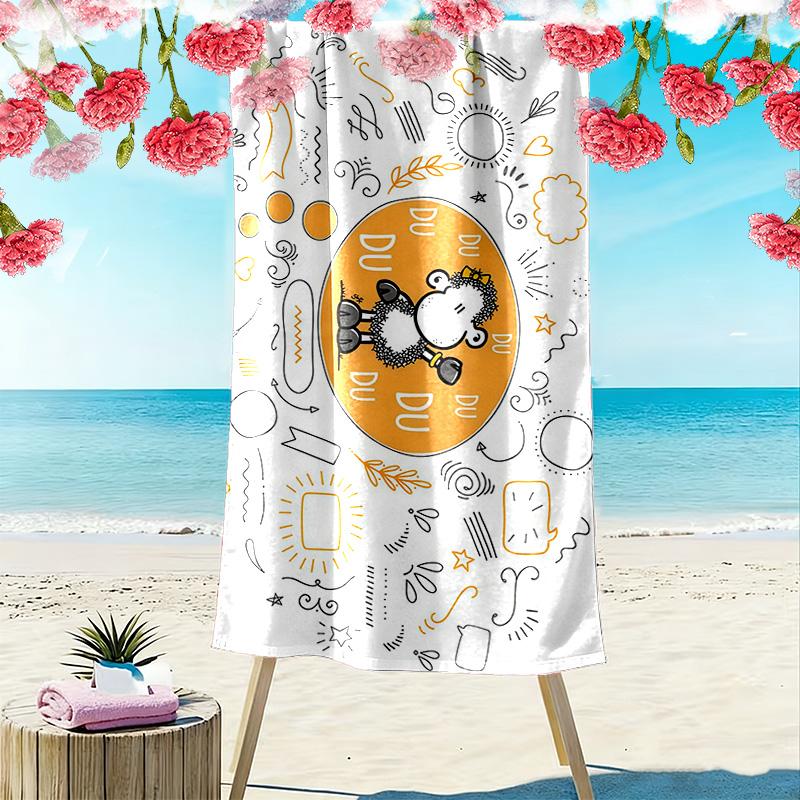 Sheepworld Print Beach Towel, Large Soft Quick Dry Towel for Beach Camping Swimming