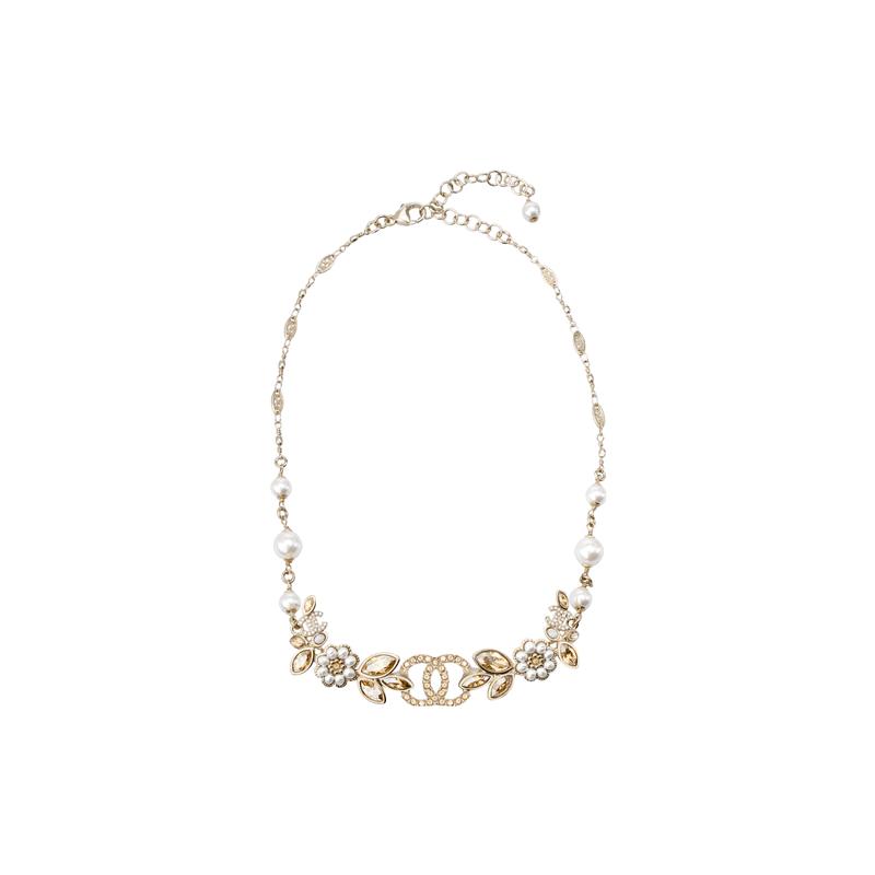 Chanel CC модная индивидуальность простая тенденция металлическое ожерелье тот же стиль для мужчин и женщин золото/светло-коричневый/жемчужно-белый