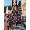 Jiu Zi Women's Romantic Floral Print Mulberry Silk Dress