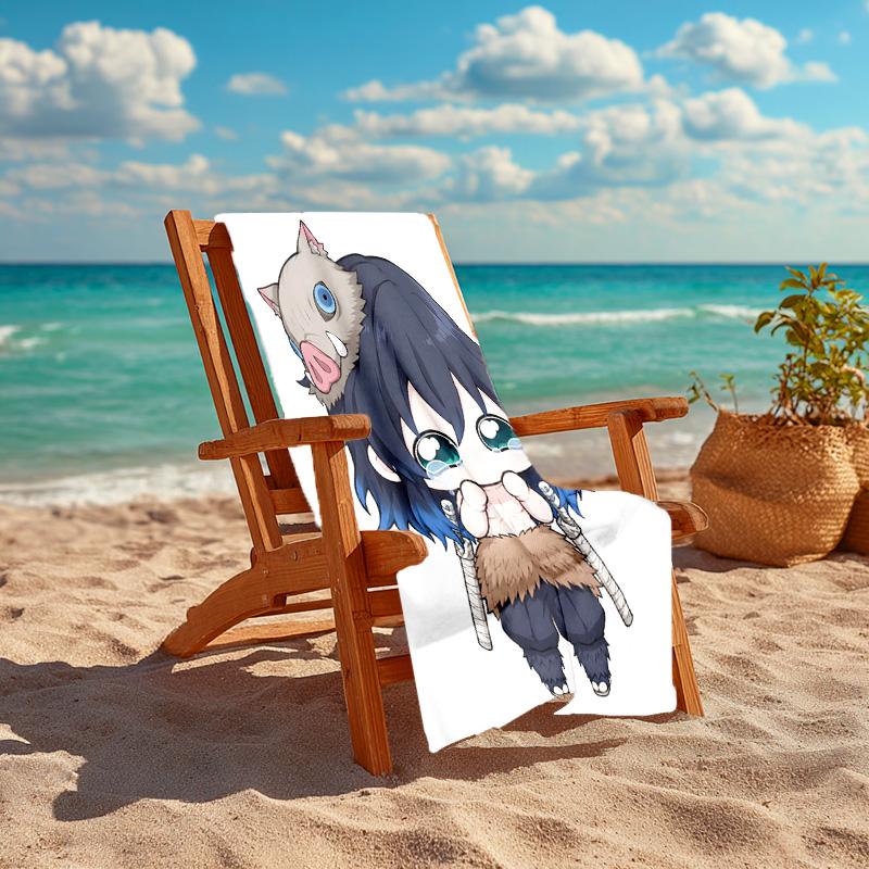 1pc Hashibira Inosuke Beach Towel, Comfortable and Thick, and Swimming/Bath/Picnic/Camping Towel, Suitable for Seaside Beaches