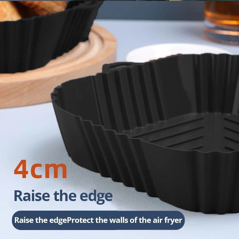 1pc Black Silicone Air Fryers Oven Baking Tray Square Replacement Kitchen Grill Pan Airfryer Kitchen Fried Chicken Basket Mat