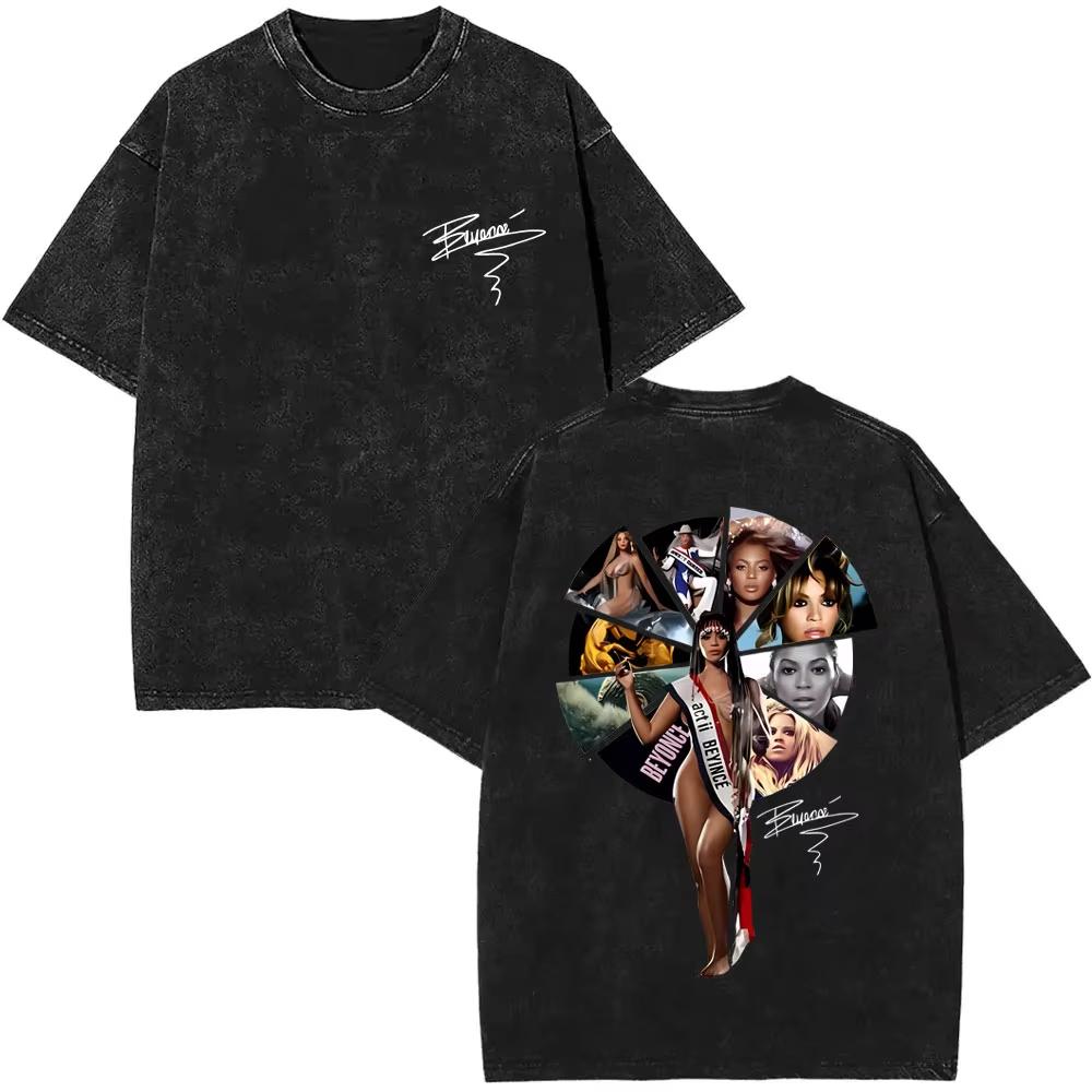 Retro Washed Beyonce Renaissance World Tour Tshirt Album Concert Music Tshirts Mens Women Casual Cotton Vintage T Shirts