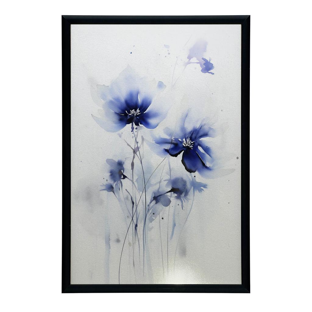 Delikatne Niebieskie Kwiaty Delikatne Niebieskie Kwiaty, 30X40 Cm, Rama Aluminiowa Czarna, Papier Matowy 230 Gsm