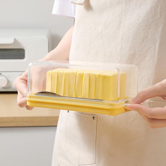 Пластиковая коробка для нарезки масла, блюдо для нарезки масла с прозрачной крышкой, для столешницы, контейнер для охлажденного масла, сделай сам