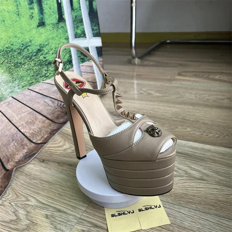 Модный бренд Сексуальные сандалии на высоком каблуке 16 см Платформа Вечеринка Свадьба Бал Подиум Женская обувь Высокое качество Большой 43лето Женская обувь