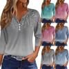 Women's T Shirt Print Button 3/4 Sleeve Daily Weekend Fashion Basic V- Neck Regular Top