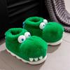 Fashion Winter Warm Shoes Woman Men Indoor Fluffy Slippers Cute Cartoon Crocodile Thick Sole Soft Plush Couples Home Floor Snow Boots