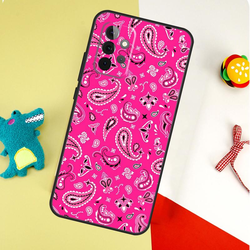 Черная Бандана Пейсли Для Samsung Galaxy A05 A06 A16 A54 A34 A14 A55 A35 A15 A53 A33 A13 A22 A32 A52 Чехол Для Телефона