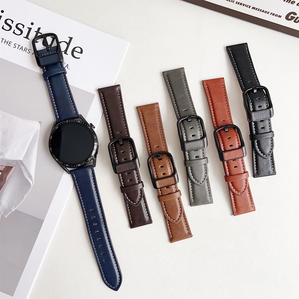 Для Samsung Galaxy Watch7 44мм/40мм Ремешок для часов 20мм Пряжка-поясная сумка с текстурой Crazy Horse Кожаный ремешок на запястье