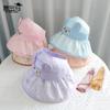 1095 Summer Cartoon Bear Children Empty Top Hat Outdoor Shading Sun Protection Hat Girl Cute Big Eaves Bucket Hat
