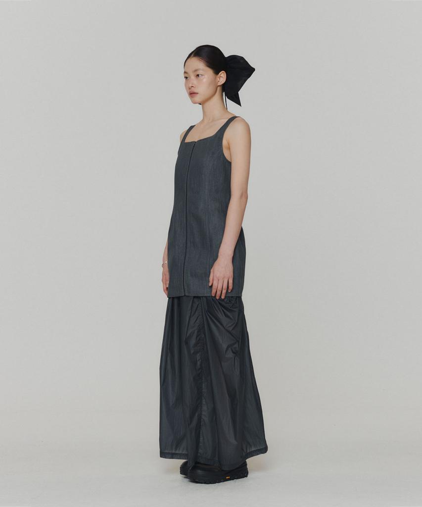 Amomento Layered Shirring Skirt_Navy