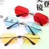 Uv400 Sunglasses Fashionable Rimless Sunglasses Punk Sun Glasses Sturdy Polygon Sunglasses For Daily Wear Outdoor Activities