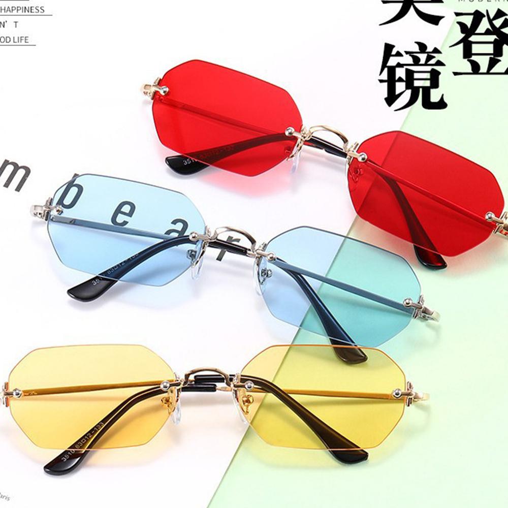 Uv400 Sunglasses Fashionable Rimless Sunglasses Punk Sun Glasses Sturdy Polygon Sunglasses For Daily Wear Outdoor Activities