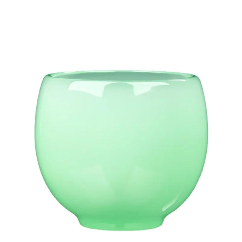 Ru Qing Jade Porcelain-Ru Yi Cup Cha Wan 150ml Chinese Kungfu Glass Tea Cup Light Green Large Single Tea Bowl for Cha Hai