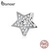 BAMOER 925 Sterling Silver Sparkling Star Shape Charm Fit Original Bracelet Female Jewelry