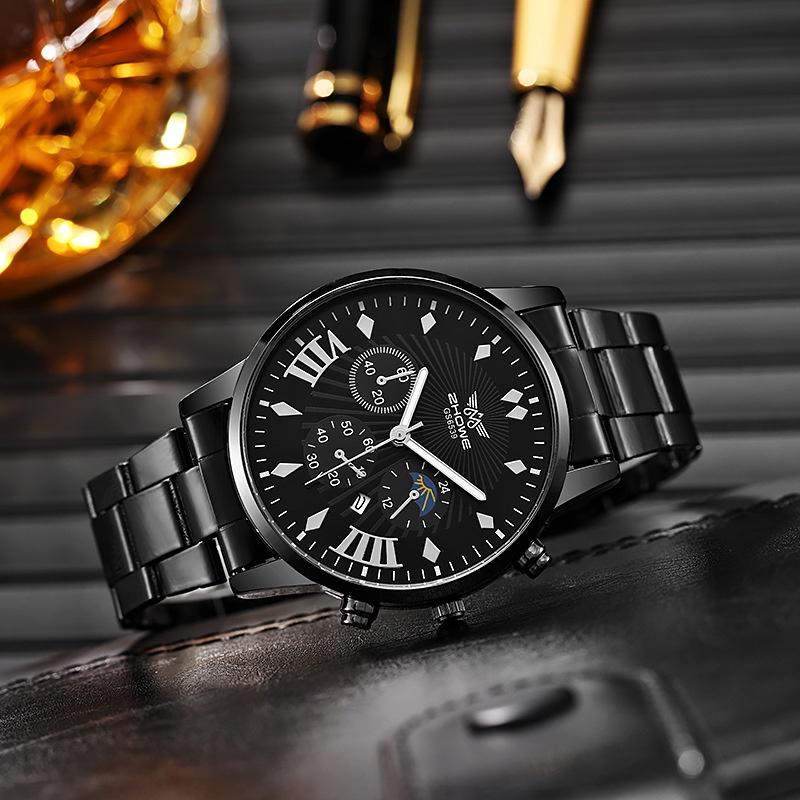 Мужские кварцевые часы из нержавеющей стали с индикацией даты