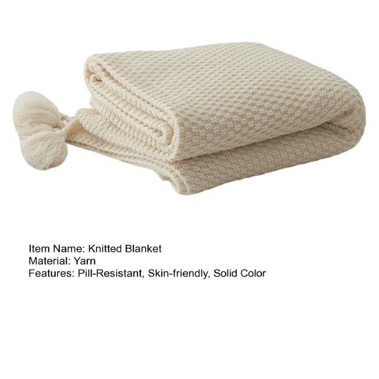 Вязаное одеяло в скандинавском стиле, однотонное одеяло с бахромой, антикатышковое одеяло с кисточками