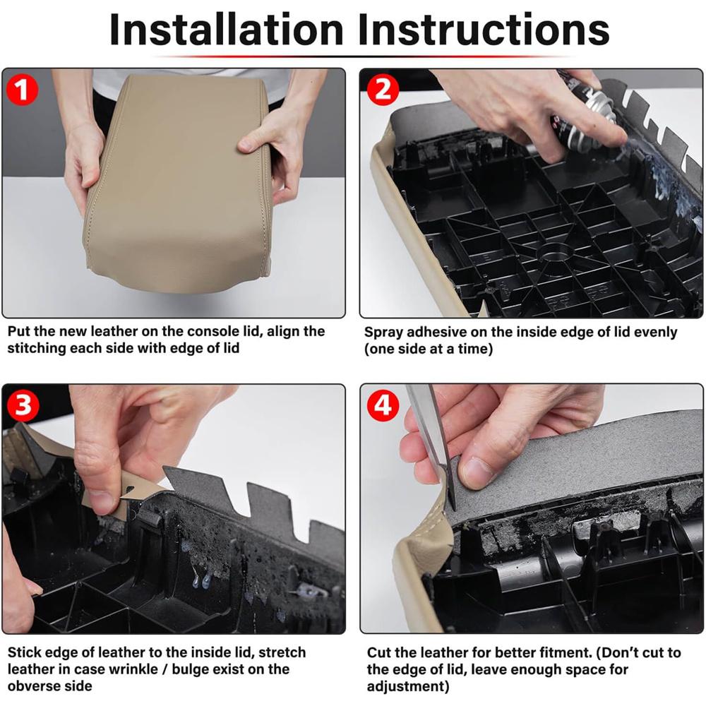 Крышка подлокотника центральной консоли Кожаная накладка Черная для Toyota 4Runner 2010-2023