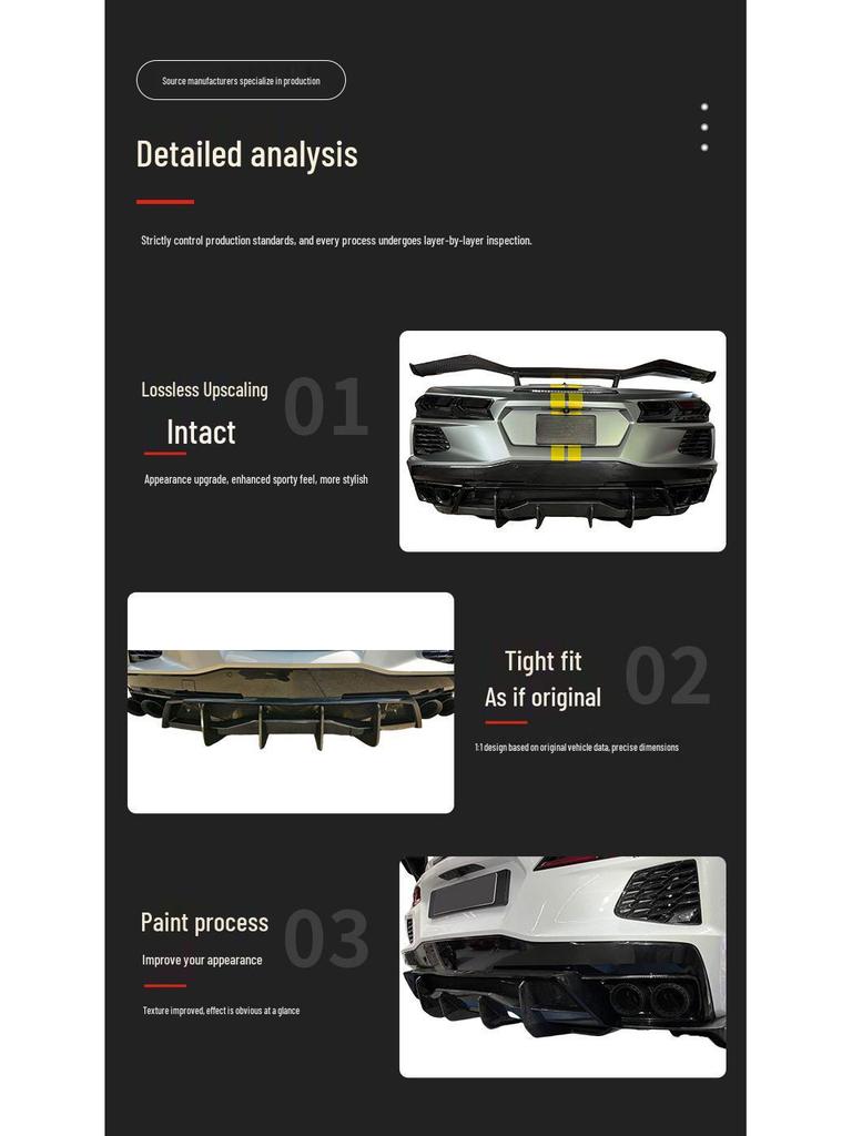 Chevrolet Corvette C8 (2020-2025) Rear Lip Spoiler and Diffuser Kit