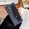Luxury Carbon Fiber Pattern Silicone Wrist Strap Case For Samsung Galaxy S25 S24 S23 Ultra Plus Shockproof Hard PC Thin Cover
