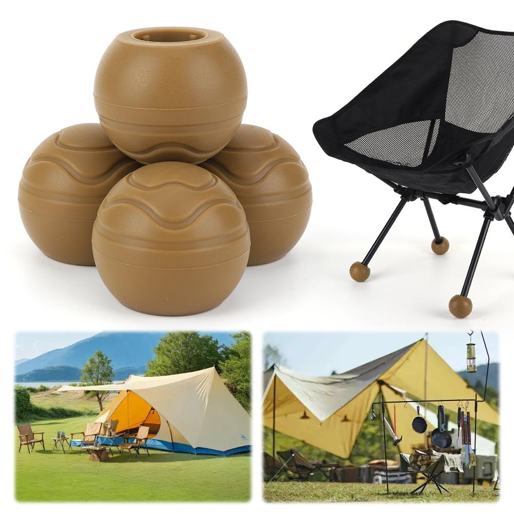 4Pcs Camping Chair Leg Cap Shock Absorption Outdoor Chair Leg Tips Ball Cap Moon Chair Foot Cover for Rugged and Uneven Surfaces