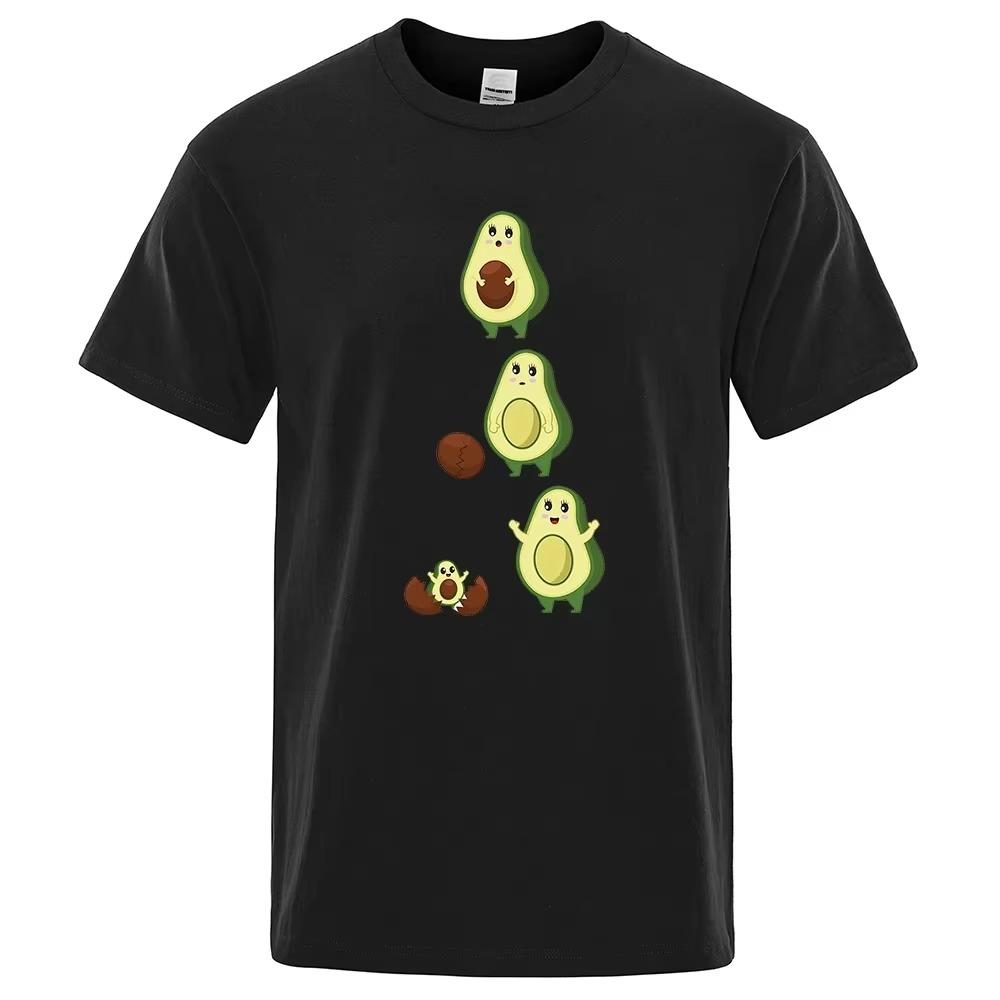 Cartoon Cute Avocado Funny Man Clothing Hip Hop Loose T-Shirts Breathable Street Tops Pattern Cotton Sportswear Tshirt 80402