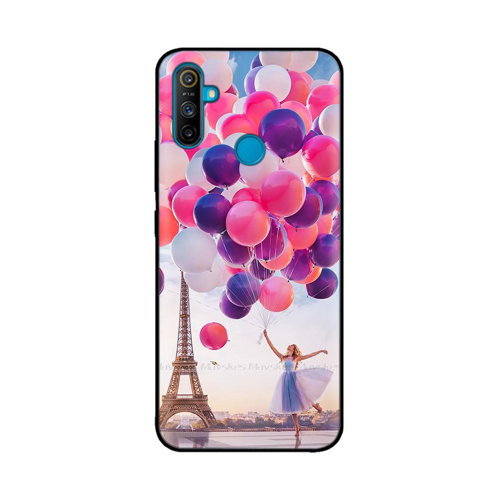 Чехол для Realme C3 Мягкий Черный Силикон ТПУ Узорчатая Задняя Крышка Для OPPO Realme C3 RMX2020 C 3 RealmeC3 Расписной Чехол для Телефона Fundas