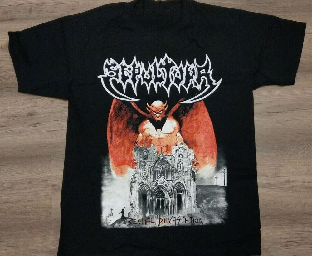 Новая черная unisex футболка с коротким рукавом SEPULTURA Bestial Devastation S-5XL