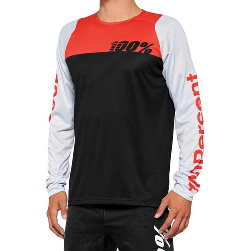 Mens Quick-Dry Long Sleeve Cycling Jersey Breathable Outdoor Mountain Bike Motorbike Riding Shirt Crew Neck