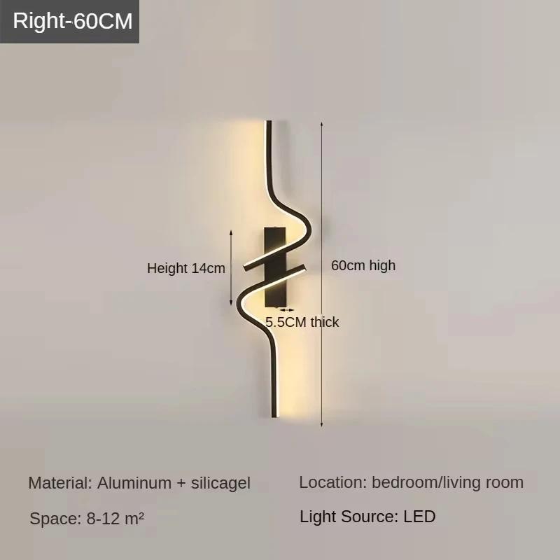 LED Wall Lamp Black 60/80/100cm Warm Light Wall Switch Indoor Decorative For Bedroom Hallway Living Room Sofa Background Lamps