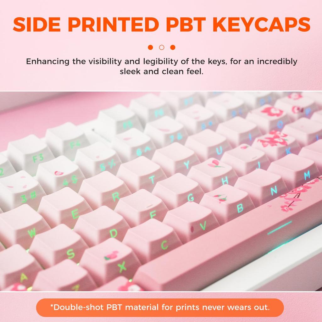 DAREU EK75PRO Gaming Keyboard Wireless Cherry Pink Tenkeyless USB Connectable Gasket Mount 81 Keys English Layout Cute RGB Mechanical Keyboard Hot