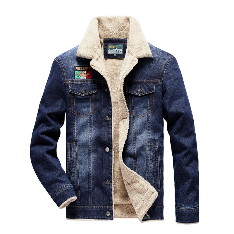 Зимняя мужская уличная повседневная флисовая утолщенная теплая джинсовая куртка мужская хлопковая куртка топ
