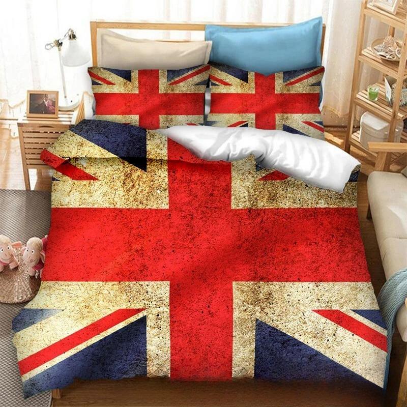 3D Print Britain United Kingdom Flag Bedding Collection Double Twin King Duvet Cover Comforter Pillowcase Boys Girls Adults Bedroom