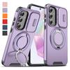 Heavy Duty 360 Degree Rotatable Magnetic Bracket Armor Phone Case for iPhone Samsung Google Xiaomi Sliding Lens Protective Phone Bumper Covers