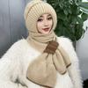 Зимняя вязаная шапка-шарф, теплая ветрозащитная защита ушей, для холодной погоды, для велоспорта, женская вязаная шапка-бини, утеплитель для шеи, шарф