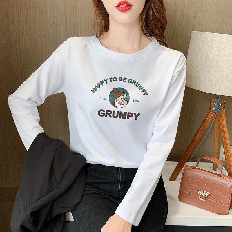 Женская свободная футболка с длинными рукавами из чистого хлопка — новинка сезона весна/осень 2024 г., утягивающий дизайн, закрывающий живот