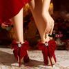 Elegant Women  Shoes  Pumps Sexy Stilettos Wedding Shoes Bride Red White Bowknot Footwear