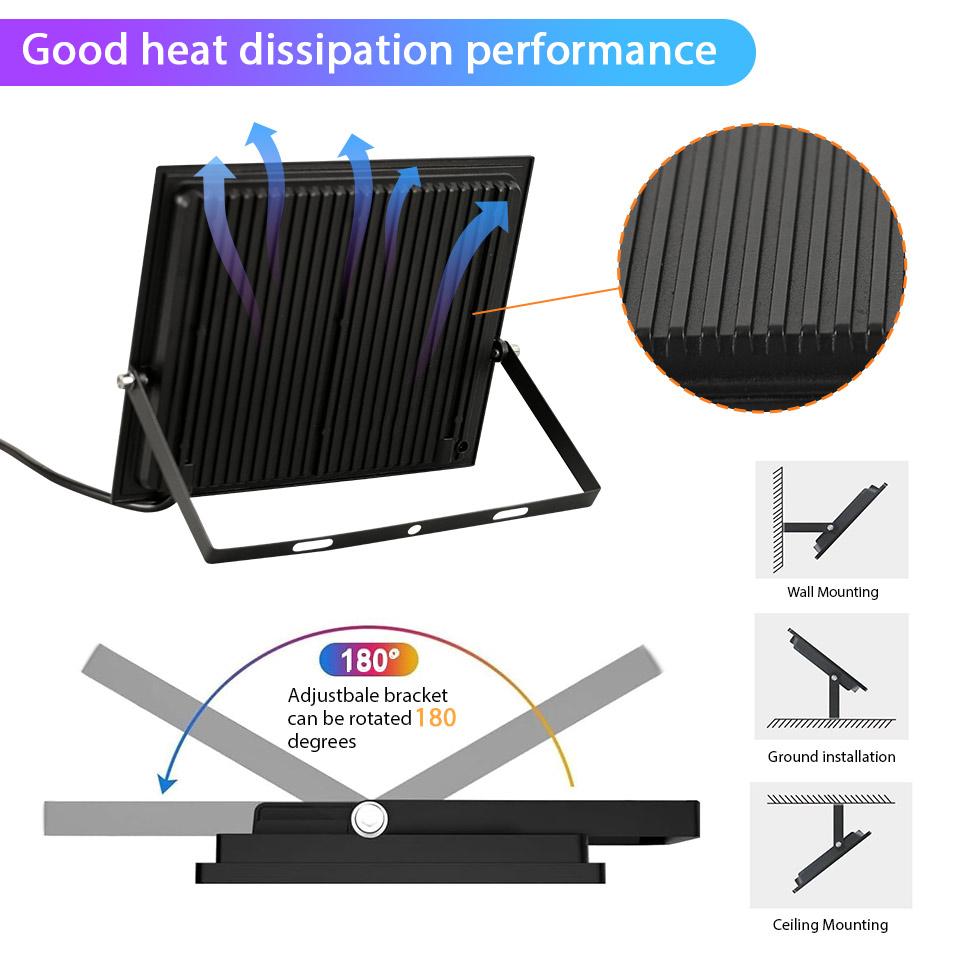 RGB LED Прожектор Пульт ДУ 20Вт 30Вт 50Вт 100Вт 150Вт 200Вт Наружные Прожекторы AC220В Водонепроницаемый IP66 Наружный Окружающий Свет