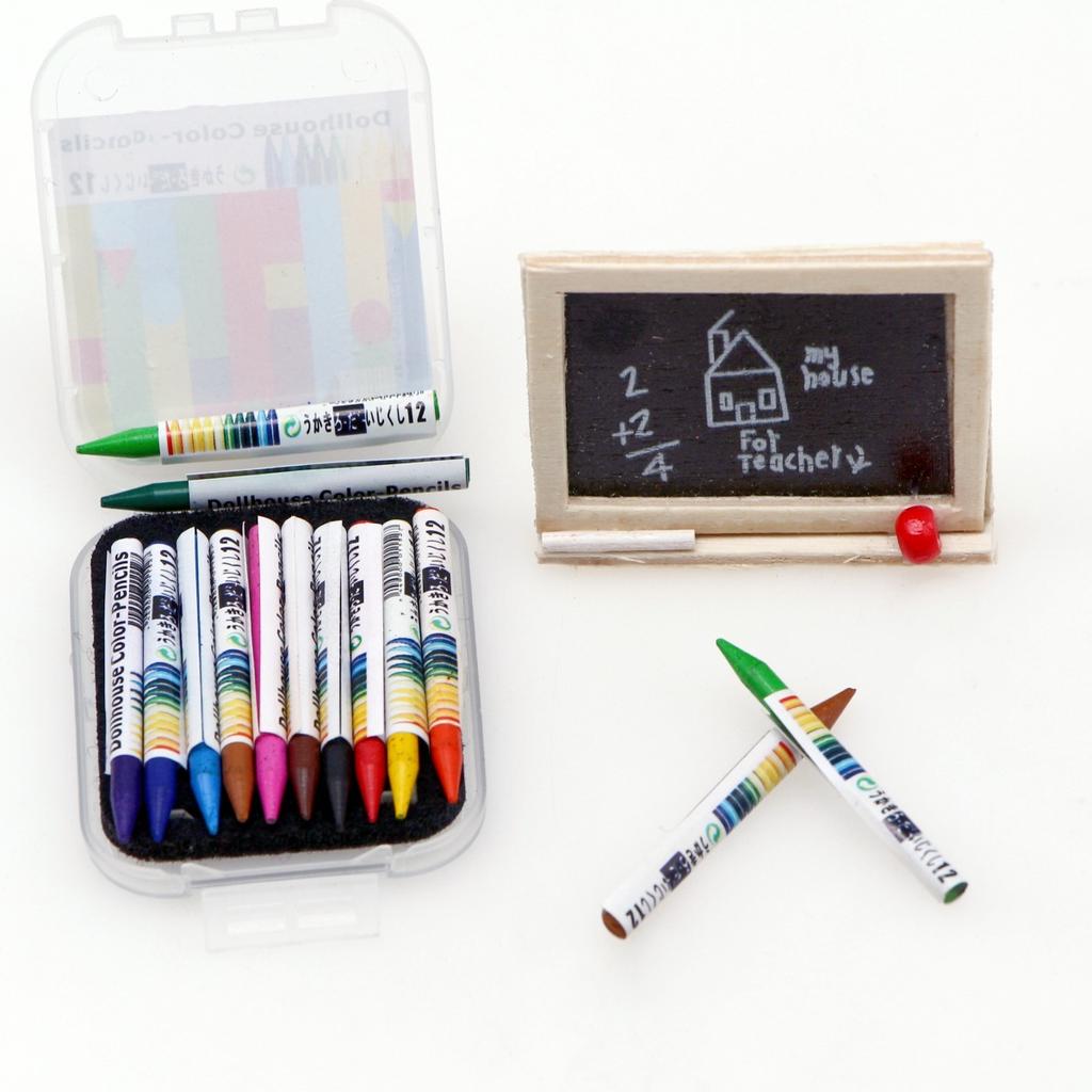 Dollhouse Miniature Mini Boxed Colorful Crayon Dolls Accessories Mini Painting Tools Dollhouse Decoration Scene Model