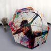 Archery, Abstract Art Automatic folding umbrella  simple eight rib design, bright color pattern, durable iron frame, ideal for travel and ou