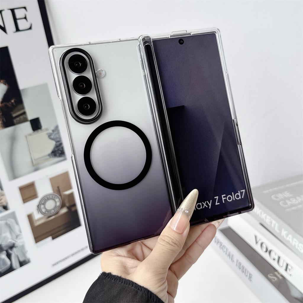 Для Samsung Galaxy Z Fold 5 6 7 8 Fold8 WIDE для Magsafe Чехол для телефона Прозрачный шарнир Ударопрочный Магнитный Зарядка по беспроводной сети Обложка