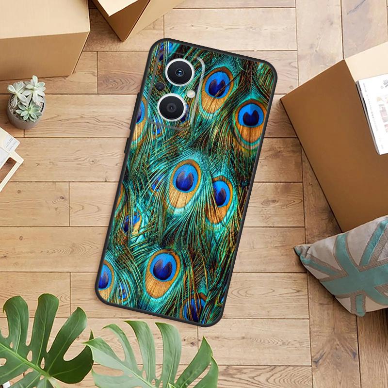 Чехол для телефона с узором «Павлин» для OPPO Reno 14 13 11 12 F 10 Pro 8T 7 8 Lite OPPO Find X9 X8 X5 Pro Задняя крышка