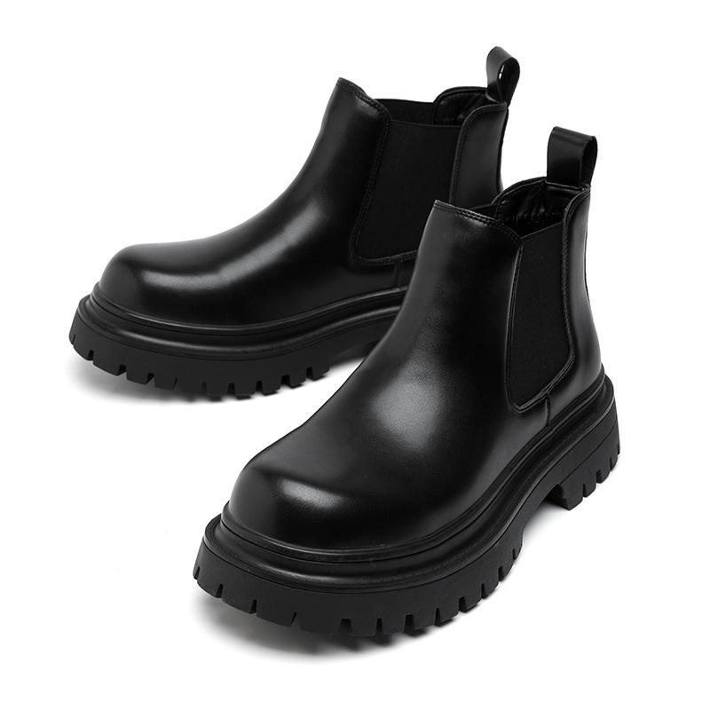 Мужские ботинки челси осенне-зимние кожаные ботинки в британском стиле с круглым носком ботинки мартин мужские 2863-R