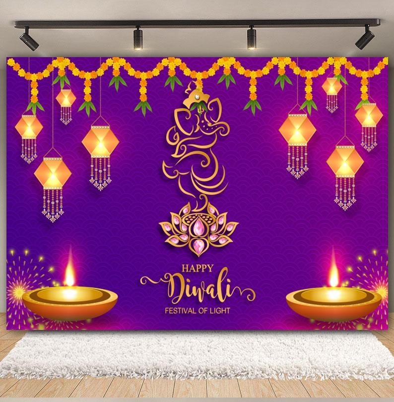 Happy Diwali Photography Backdrop Indian Diwali Tradition Deepavali Candle Marigold Wedding Birthday Background Photo Studio