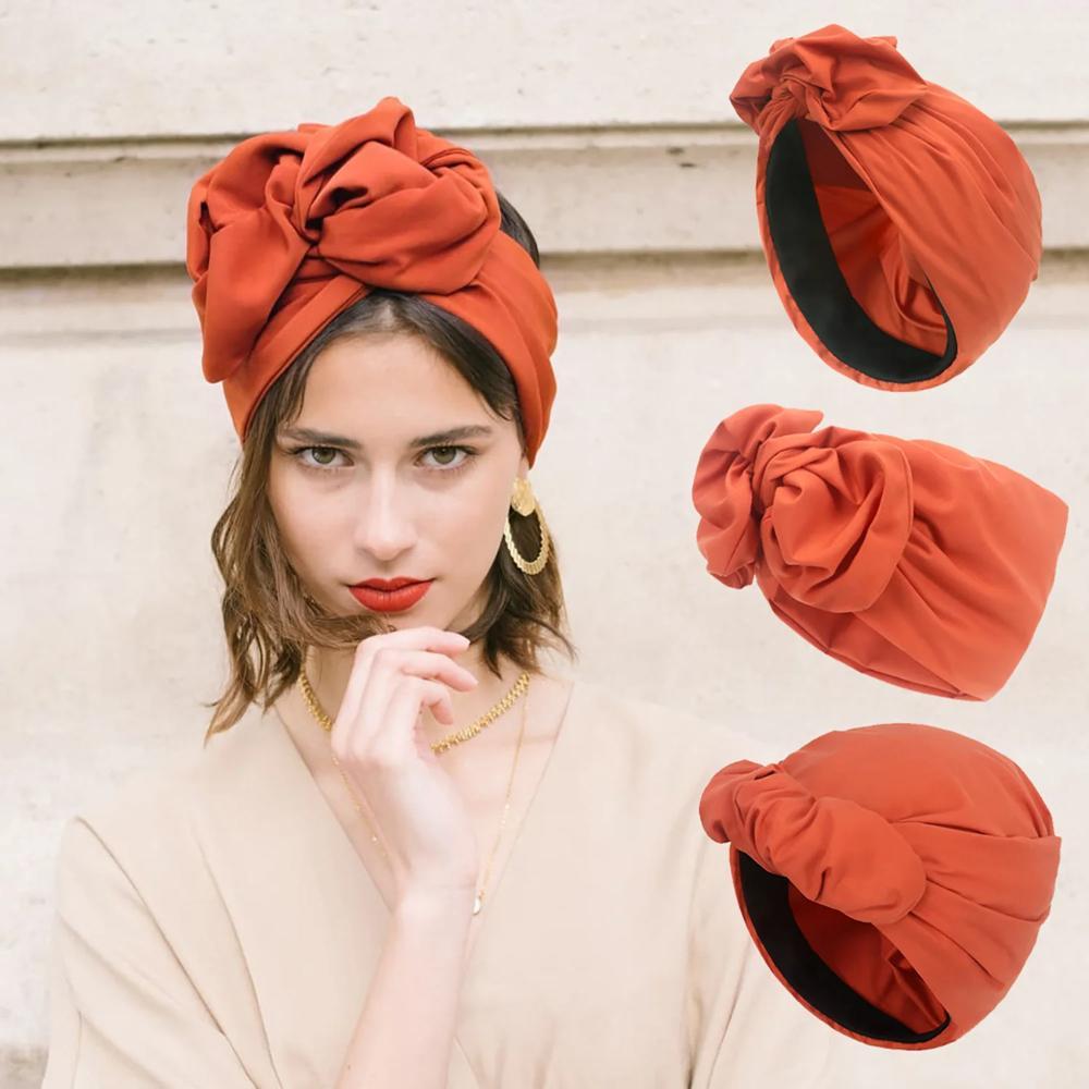 Женский платок, шапка, повязка на голову, элегантный ретро-тюрбан для женщин, шапки-бини, головной убор