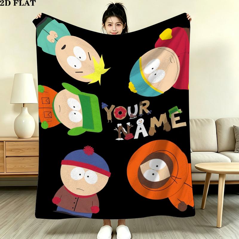 Custom Name,South Park Printed Flannel Blanket, soft throw for bedroom sofa, washable, Christmas present, great gift.
